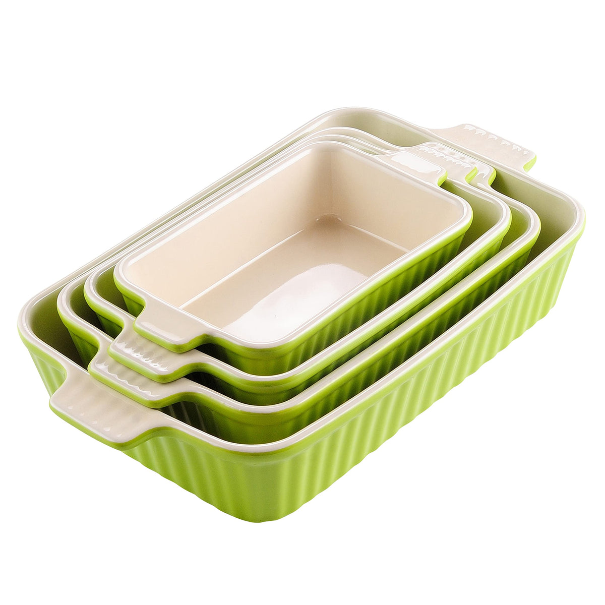 MALACASA Casserole Dishes for Oven, Ceramic Baking Dishes Set of 4, White