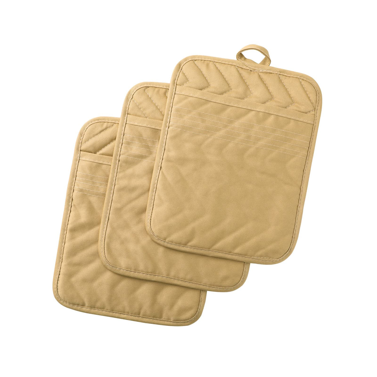 Anyi Pot Holders and Oven Mitts 7" X 9" Heat Resistant Cotton Pocket Pot Holder Set Feature of Non Slip Kitchen Hot Pad Oven Mitts, 3-Pack (Hunter Green)