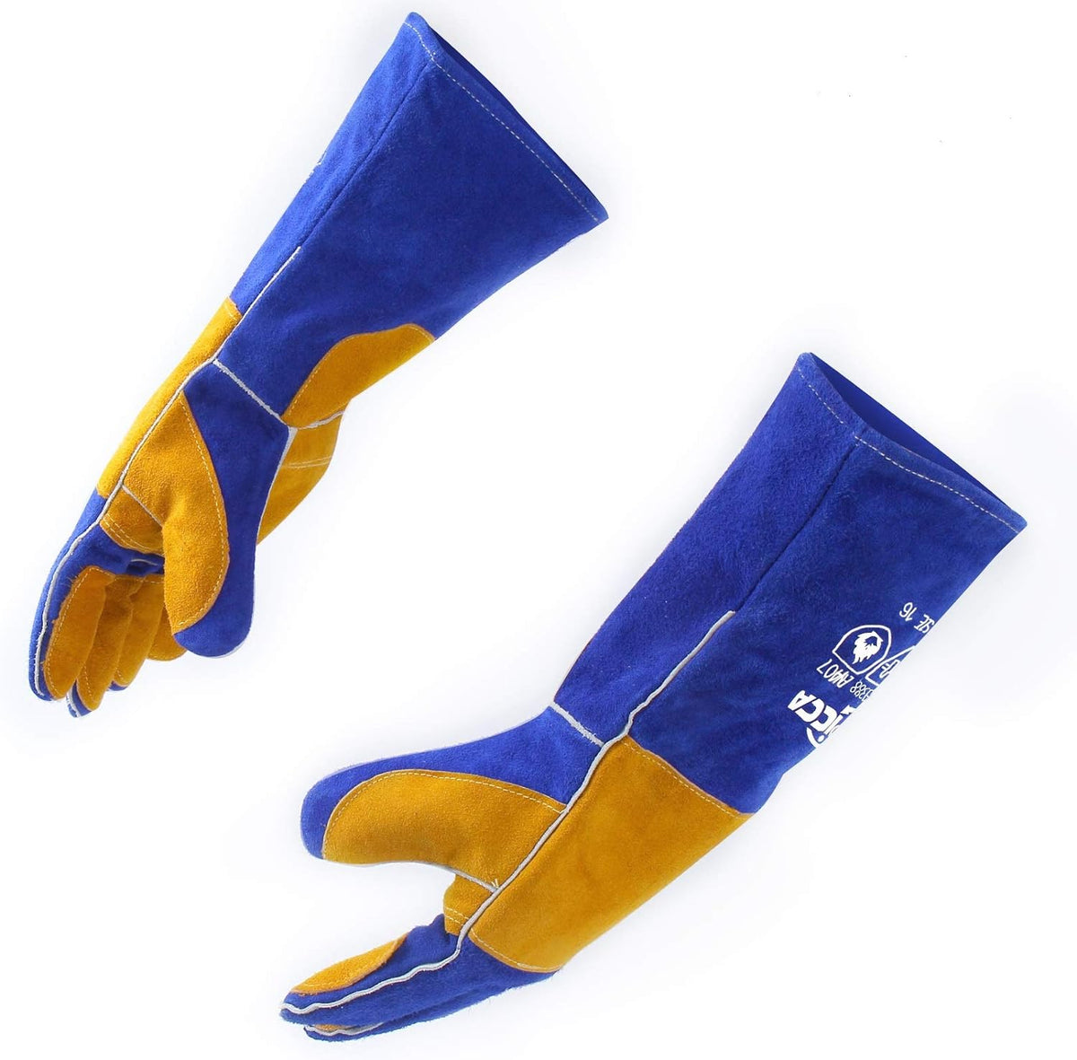 RAPICCA Welding Gloves for Men, 932°F Fireproof Leather, 16 in Blue
