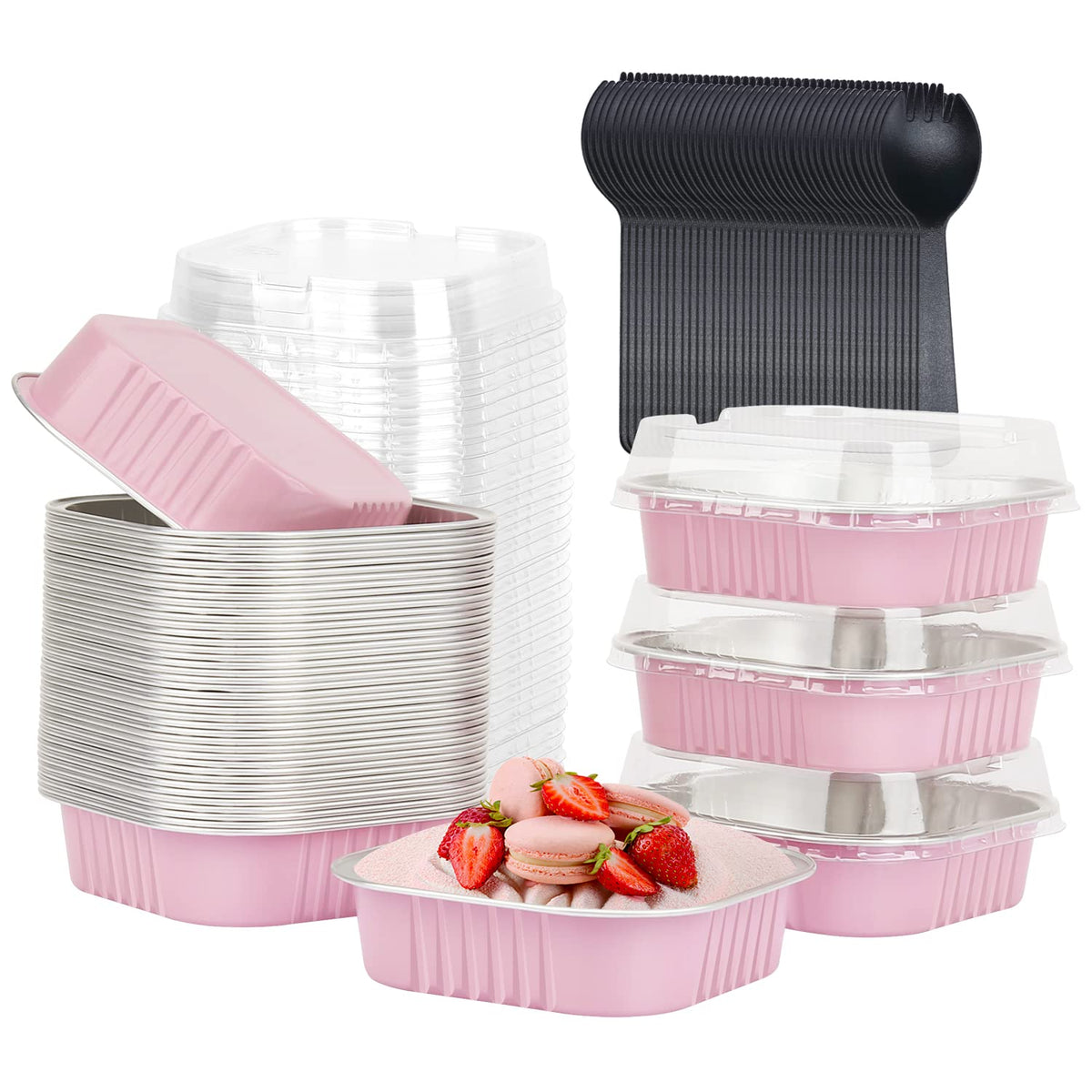 LNYZQUS 10oz Mini Cake Pans with Lids, Small Cinnamon Roll Containers