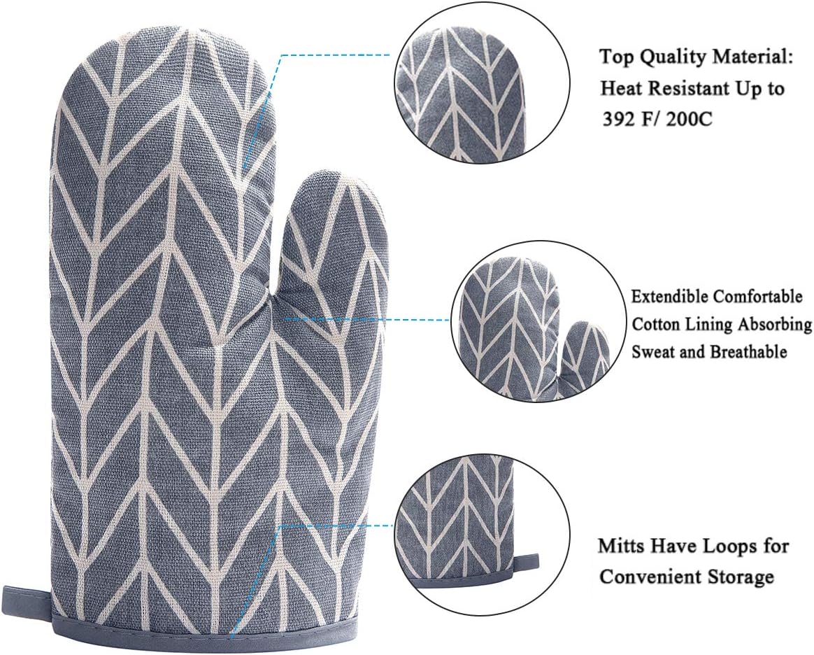 WinChange Oven Mitts and Potholders BBQ Gloves-Oven Mitts and Pot Holders Sets with Recycled Cotton Infill Silicone Non-Slip Cooking Gloves for Cooking Baking Grilling (4-Piece Set,Grey)