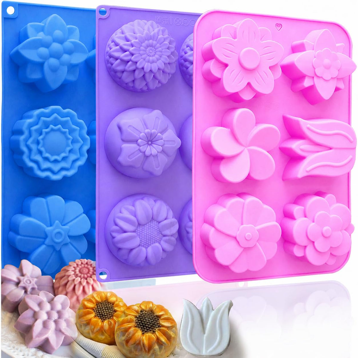 HKNMTT Halloween Silicone Molds for Baking Extra large, 6 Cavities 3D Skull Cake Pizza Pan Molds, Nonstick Halloween Skeleton Mold for Soap Ice 2PCS