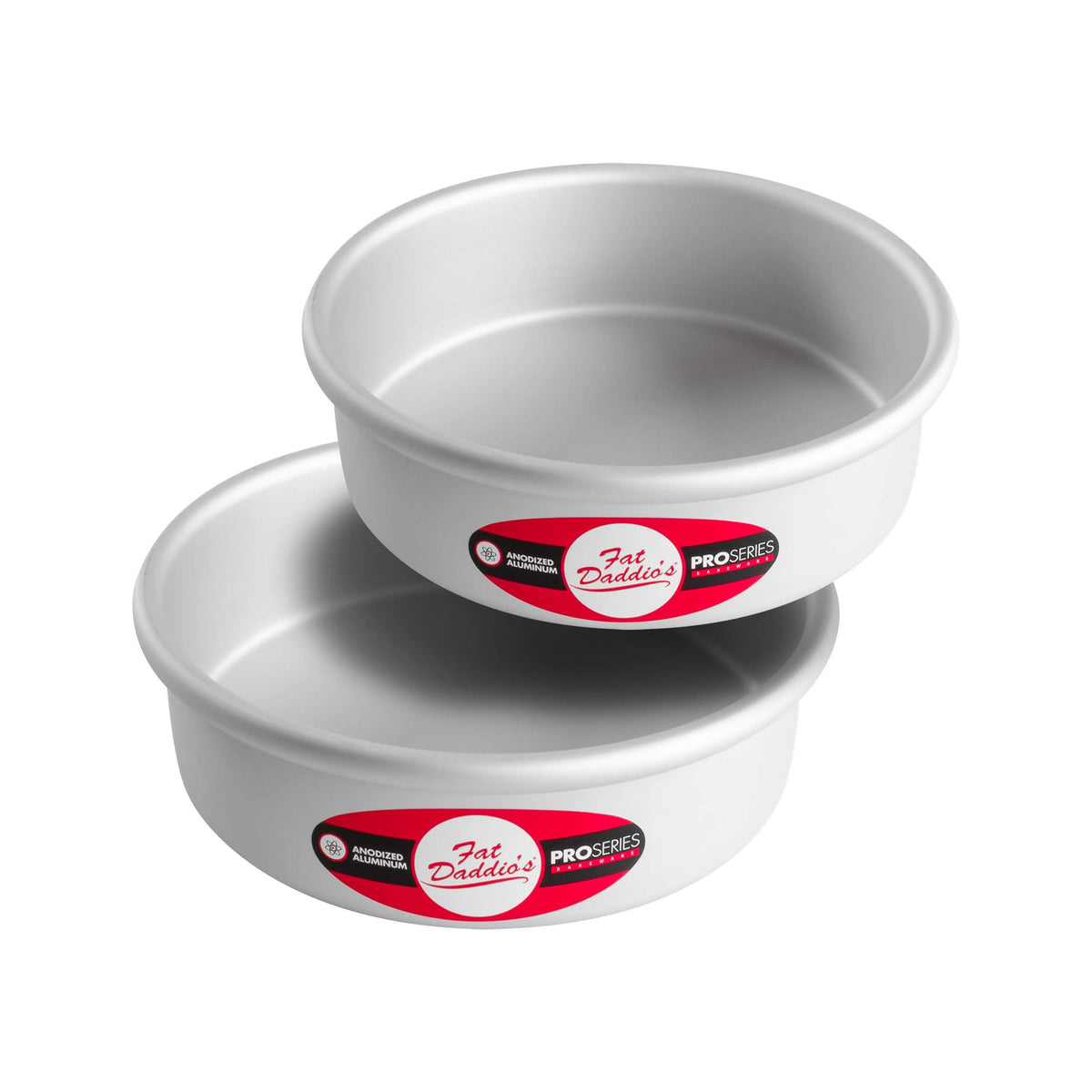 Fat Daddio's Anodized Aluminum Round Cake Pans, 2 Piece Set, 8 x 2 Inch