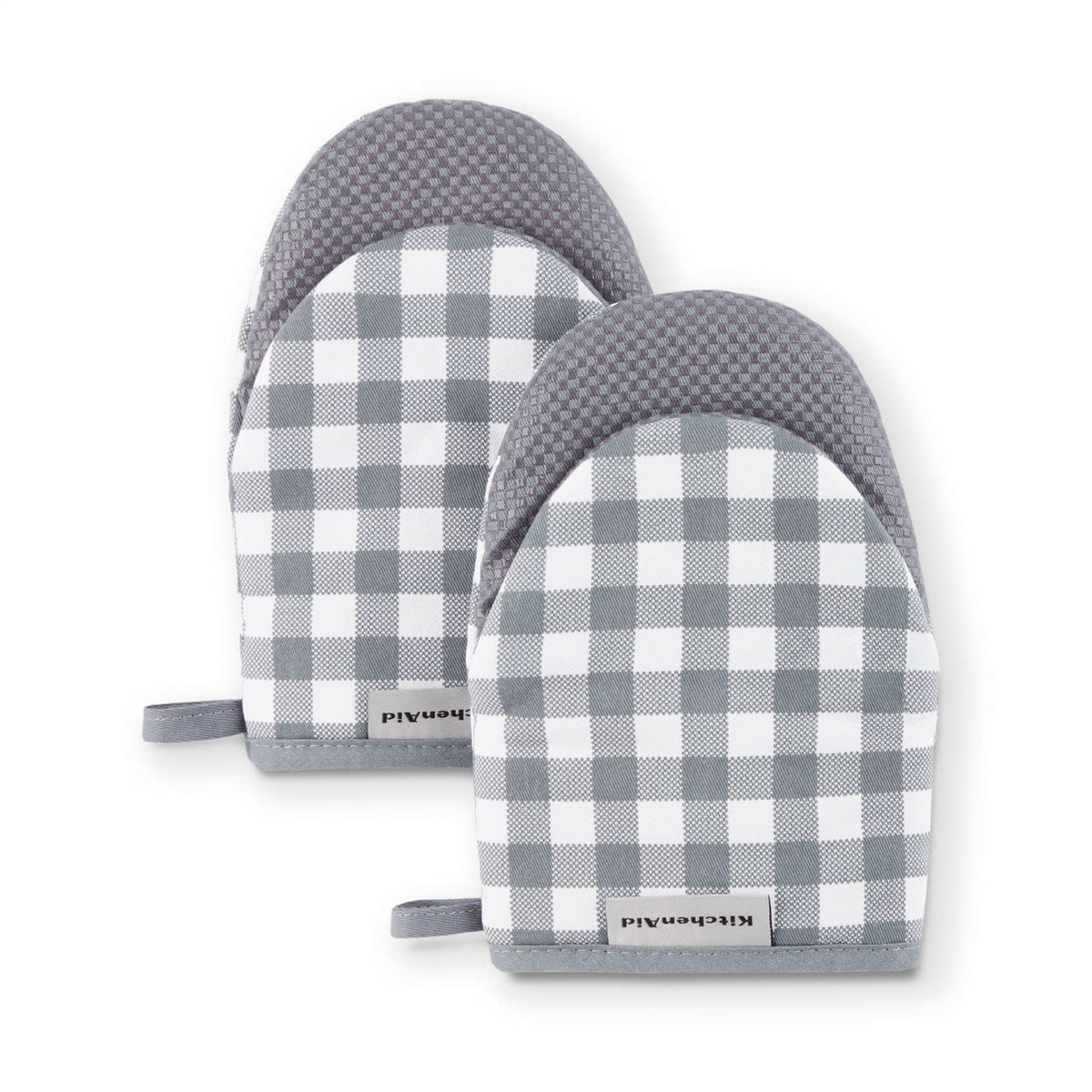 KitchenAid Gingham Mini Oven Mitt 2-Pack Set, Dried Rose, 5.5"x8"