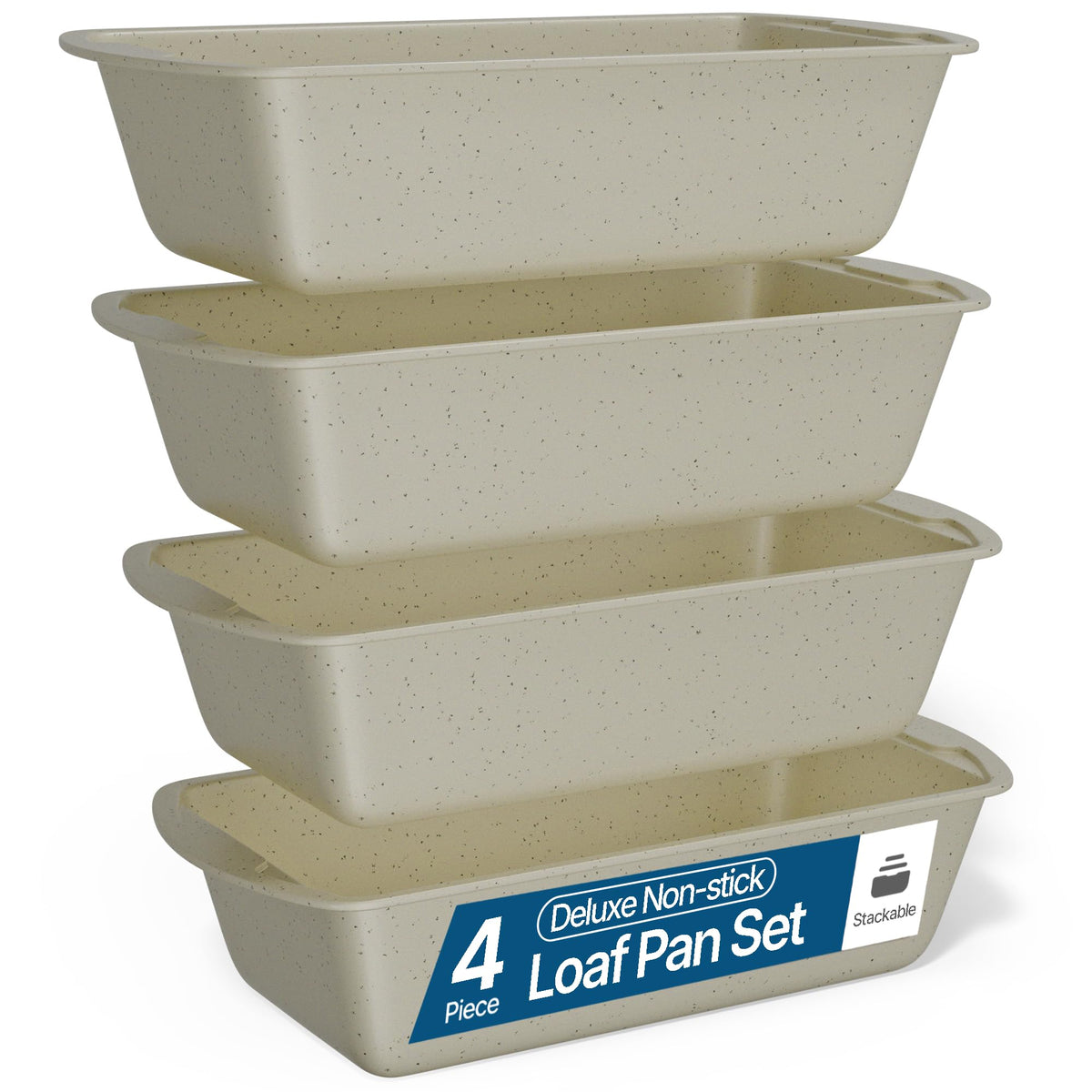 Loaf Pan Set 4-Piece - Deluxe Nonstick Carbon Steel Bakeware for Perfect Bread and Cakes – Dishwasher Safe, Premium Pans for Home Baking