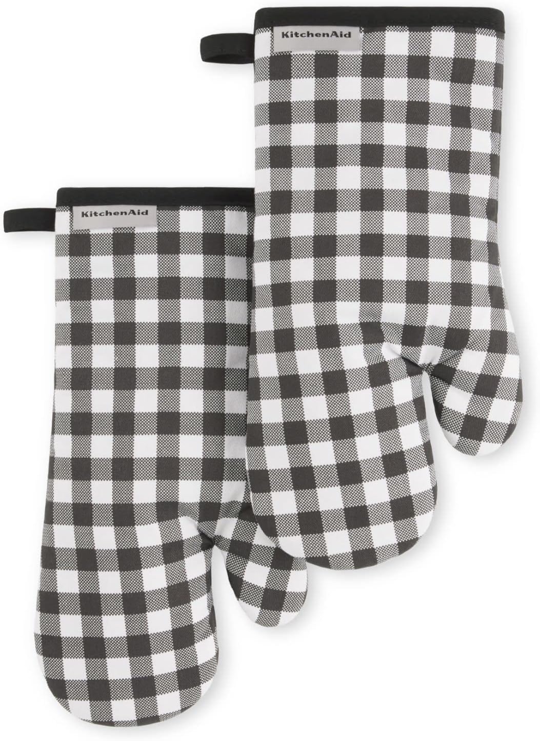 KitchenAid Gingham Oven Mitt 2-Pack Set, Blue Velvet, 7"x13"