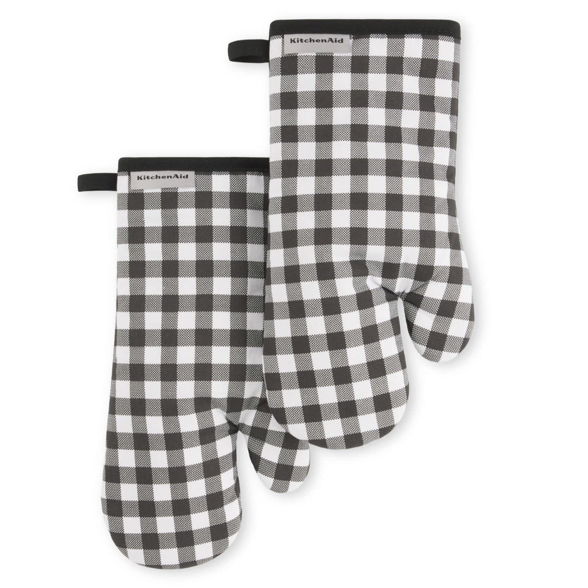 KitchenAid Gingham Oven Mitt 2-Pack Set, Blue Velvet, 7"x13"