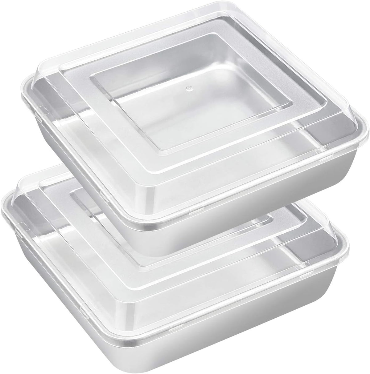 E-far 8 x 8-Inch Baking Pan with lid, Square Cake Brownie Baking Pans Stainless Steel Bakeware Set of 2, Non-toxic & Healthy, Easy Clean & Dishwasher Safe - 4 Pieces(2 Pans + 2 Lids)