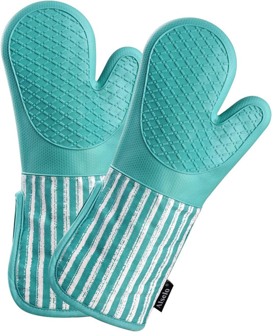 Alselo Silicone Oven Mitts Heat Resistant 932℉ with Waterproof & Non-Slip