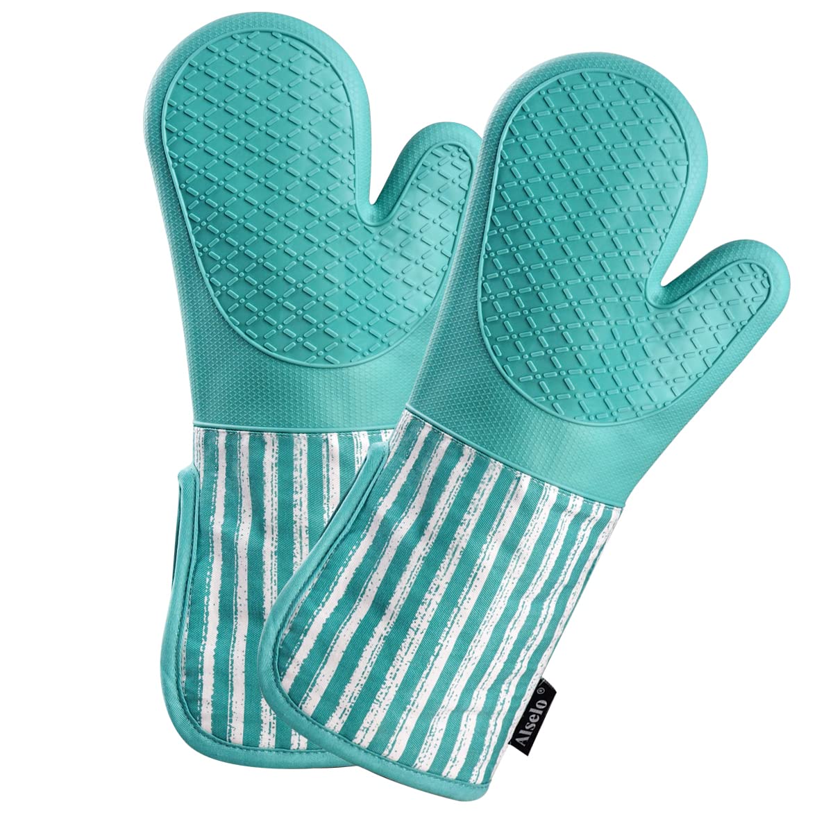 Alselo Silicone Oven Mitts Heat Resistant 932℉ with Waterproof & Non-Slip