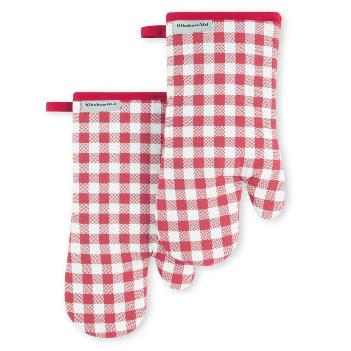 KitchenAid Gingham Oven Mitt 2-Pack Set, Blue Velvet, 7"x13"