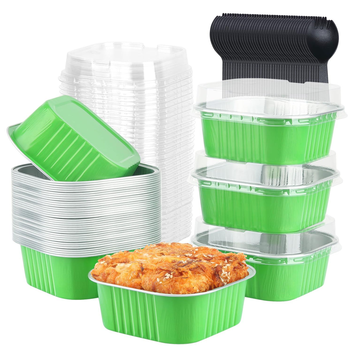 LNYZQUS 10oz Mini Cake Pans with Lids, Small Cinnamon Roll Containers