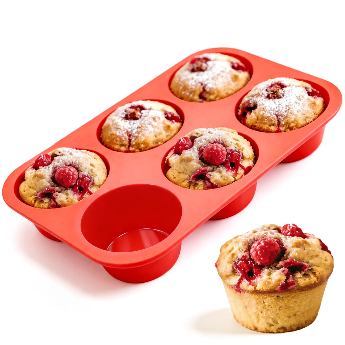 CAKETIME 12 Cups Silicone Muffin Pans for Baking - Regular Size Cupcake Pan Muffin Tin for Baking Nonstick Food Grade Silicone Molds