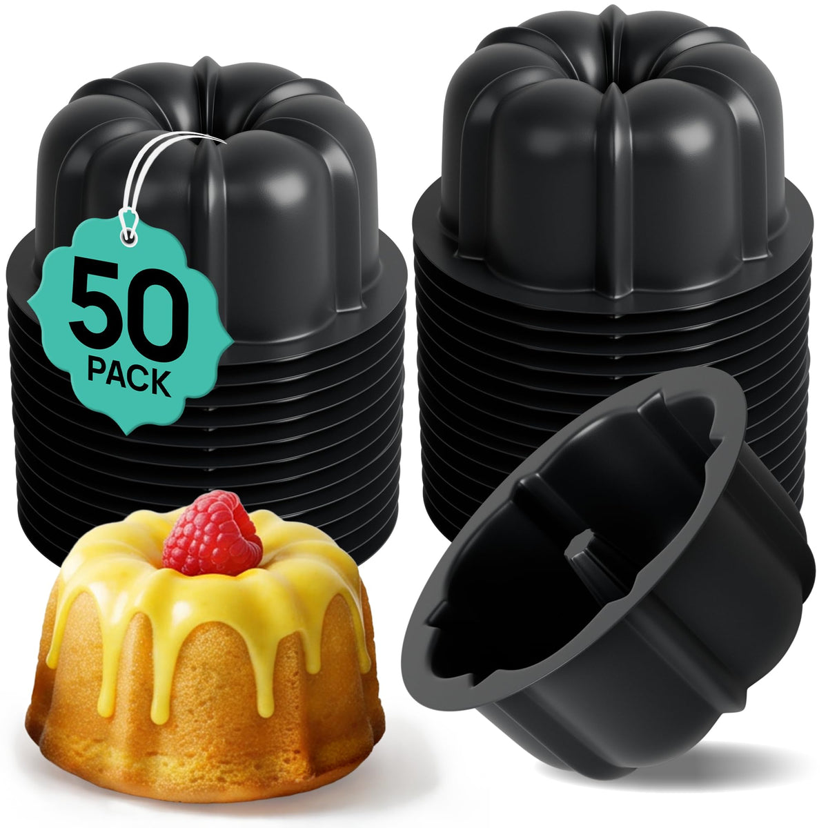 O'CREME Mini Cake Pan Silicone Baking Mold, Reusable Bakeable Silicone Molds for Jello and Desserts, Non-Stick BPA-Free, Moldes para Flan, Moldes Para Gelatinas, Mini Flan Molds, 25 Pack