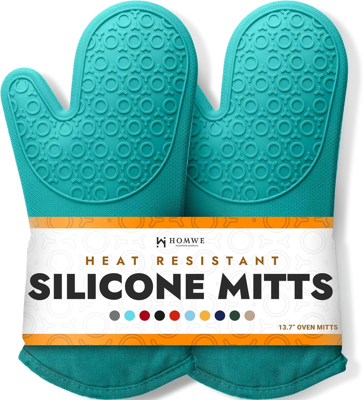 BPA-Free Silicone Oven Mitts Ultra Heat Resistant up to 500°F - Oven Mitts with Thick Cotton Liner - Long Slip Resistant Pot Holders, Flexible Oven Gloves - Black 13.7"