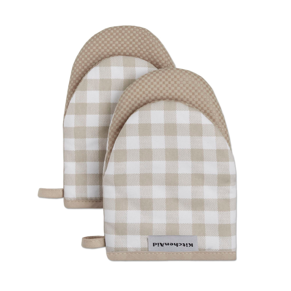 KitchenAid Gingham Mini Oven Mitt 2-Pack Set, Dried Rose, 5.5"x8"