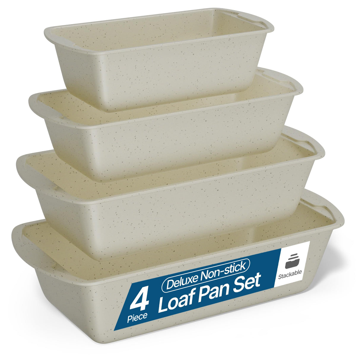 Loaf Pan Set 4-Piece - Deluxe Nonstick Carbon Steel Bakeware for Perfect Bread and Cakes – Dishwasher Safe, Premium Pans for Home Baking