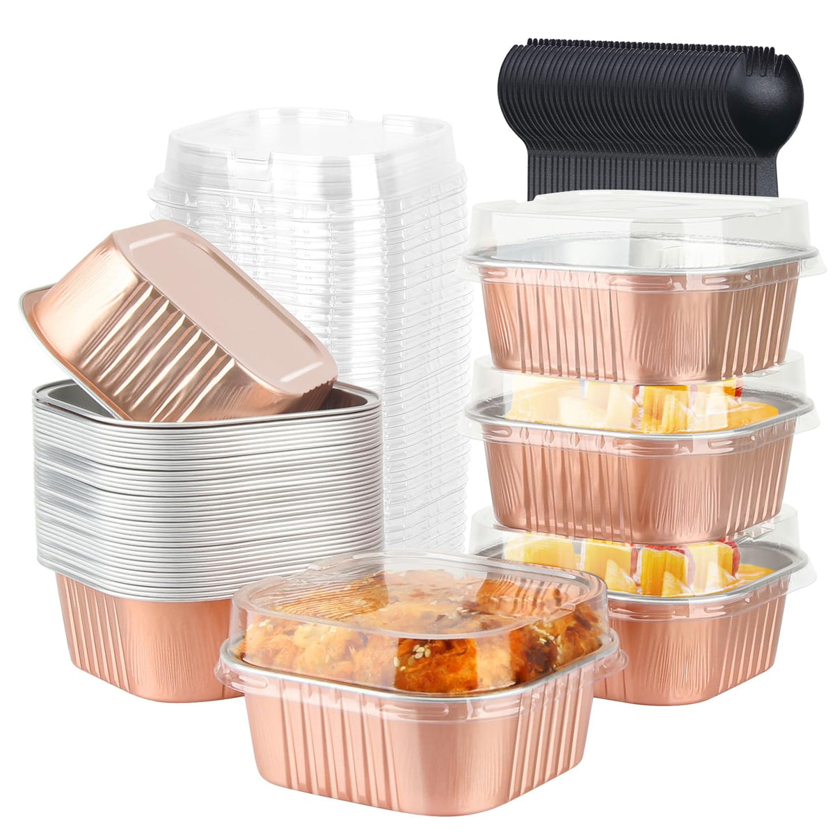 LNYZQUS 10oz Mini Cake Pans with Lids, Small Cinnamon Roll Containers