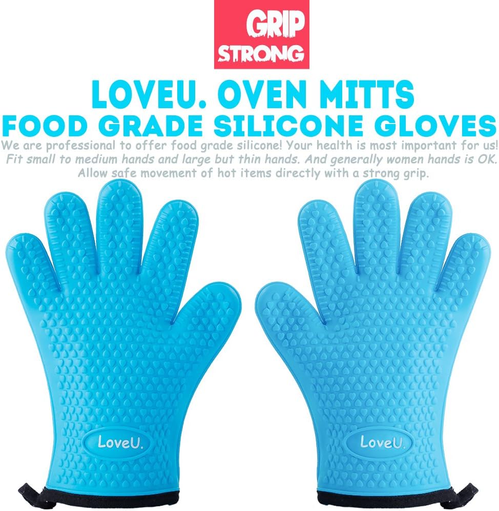 Silicone Oven Mitts Gloves - Heat Resistant, Non-Slip for BBQ, Grilling