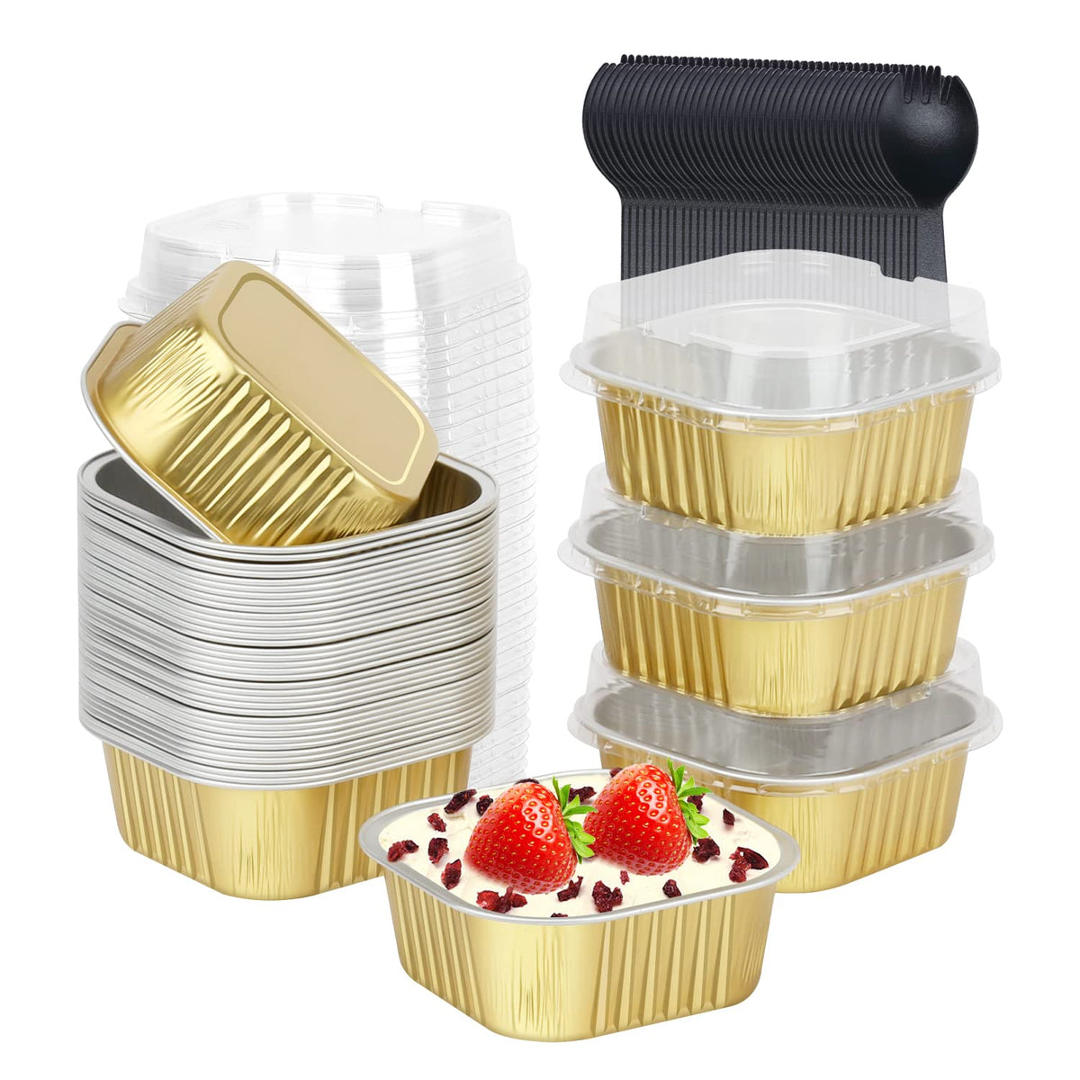 LNYZQUS 10oz Mini Cake Pans with Lids, Small Cinnamon Roll Containers