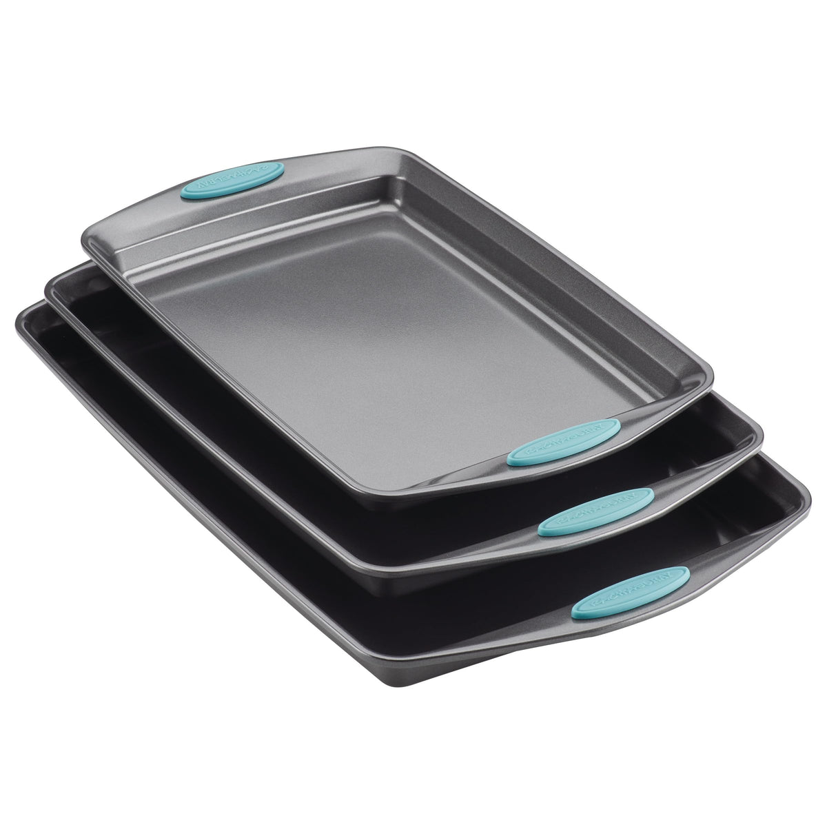 Rachael Ray Nonstick Bakeware Cookie Pan Set, Baking Sheets, 3-Piece, Gray