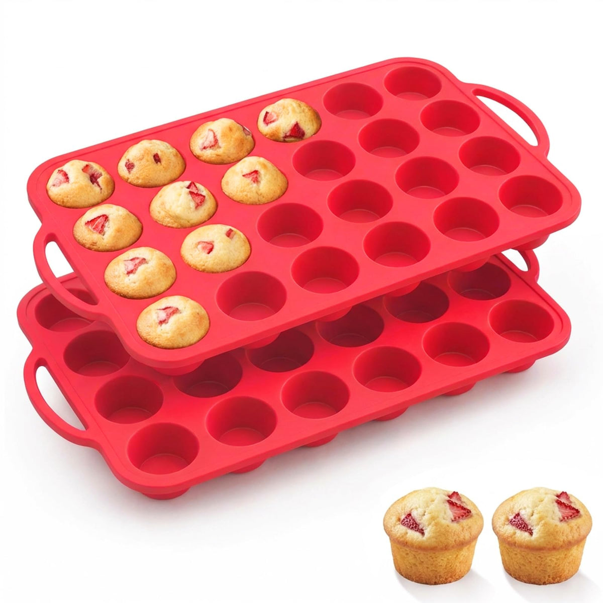 Redfly 3 Pack Silicone Muffin Pans for Baking & Cupcake Pan - 12 Cup Regular Size Silicone Molds, BPA Free Egg Bites Mold