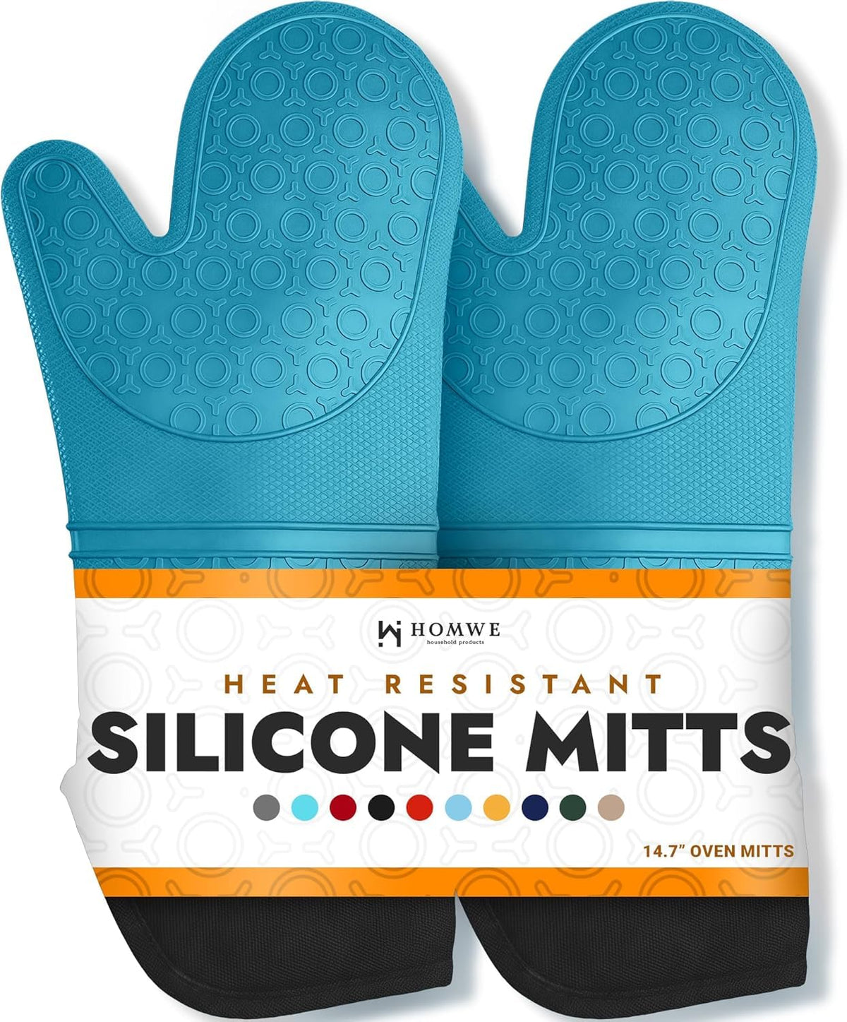 BPA-Free Soft Silicone Oven Mitts - Ultra Heat Resistant Oven Mitts with Thick Cotton Liner - Extra Long Slip Resistant Pot Holders, Flexible Oven Gloves