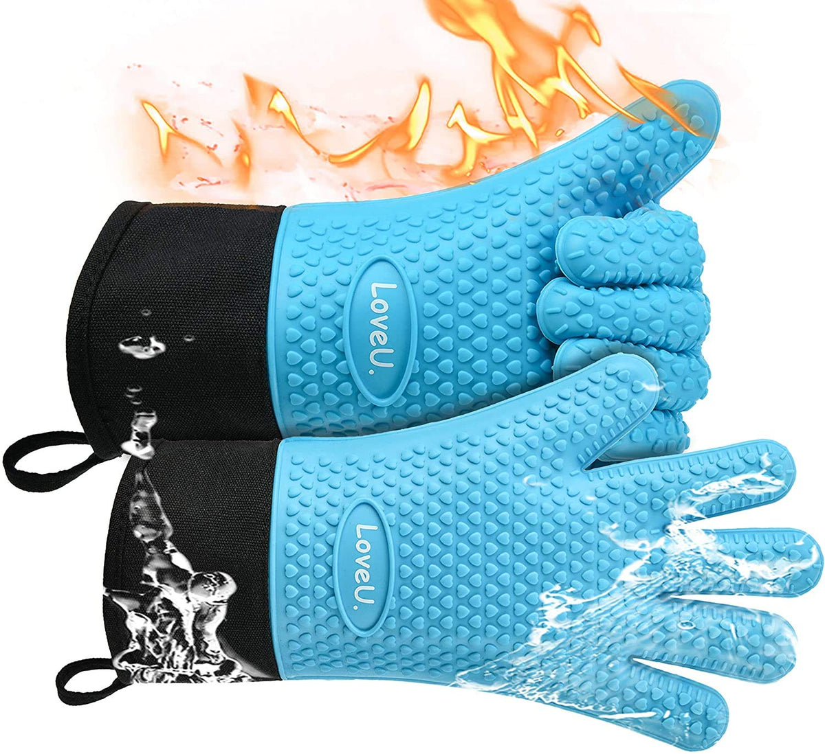 Silicone Oven Mitts Gloves - Heat Resistant, Non-Slip for BBQ, Grilling