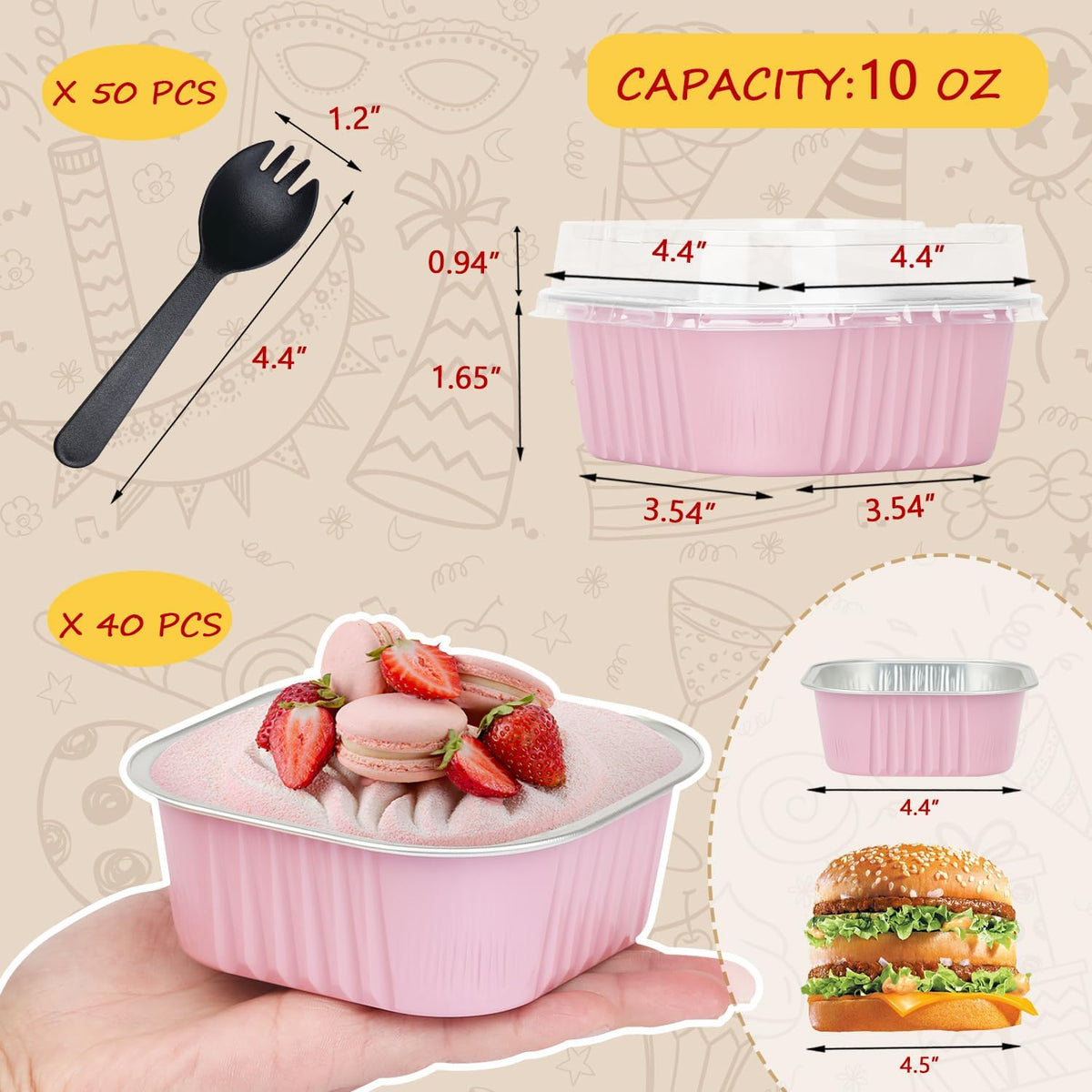 LNYZQUS 10oz Mini Cake Pans with Lids, Small Cinnamon Roll Containers