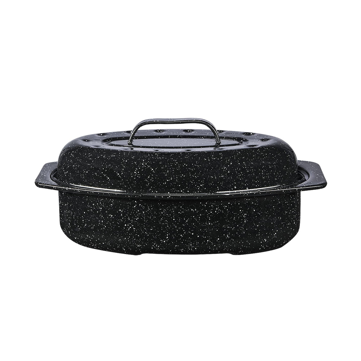 Granite Ware 13" Oval Roaster with Lid – Enameled Steel, Oven Safe to 932°F – Ideal for Roasting, Baking & Sourdough Bread – Self-Basting Cover, Dishwasher Safe, 7 lb Capacity