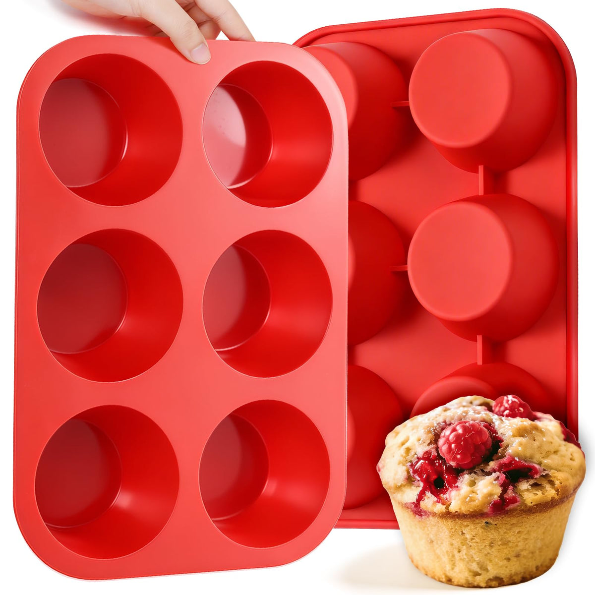 CAKETIME 12 Cups Silicone Muffin Pans for Baking - Regular Size Cupcake Pan Muffin Tin for Baking Nonstick Food Grade Silicone Molds