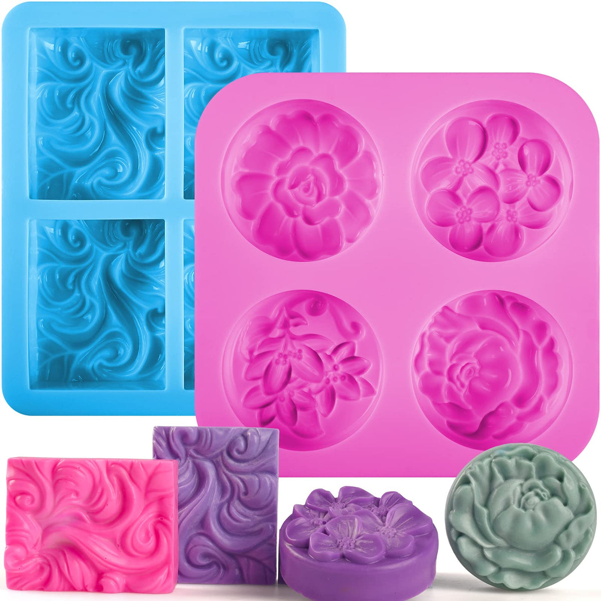 Sakolla 2 Pack Insect Silicone Soap Molds, 6-Cavity Dragonfly Butterfly Ladybug Shape Silicone Molds for Soap Making, DIY Baking Mold for Lotion Bars, Chocolate, Candy, Muffin, Biscuit, Cookie Pans