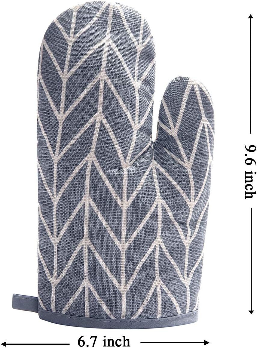 WinChange Oven Mitts and Potholders BBQ Gloves-Oven Mitts and Pot Holders Sets with Recycled Cotton Infill Silicone Non-Slip Cooking Gloves for Cooking Baking Grilling (4-Piece Set,Grey)