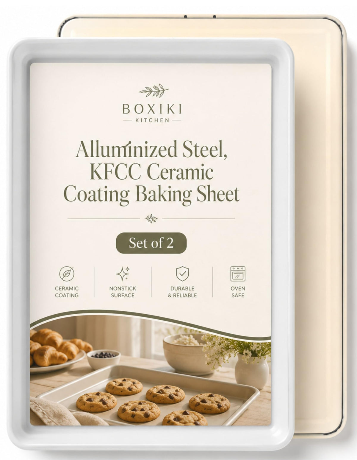 Premium Nonstick Baking Sheet Pans – Set of 3, Heavy-Gauge Carbon Steel, Warp, Dent, and Rust-Resistant – Gourmet Rimmed Half Cookie Sheet Trays, Non-Toxic for Exceptional Baking Performance