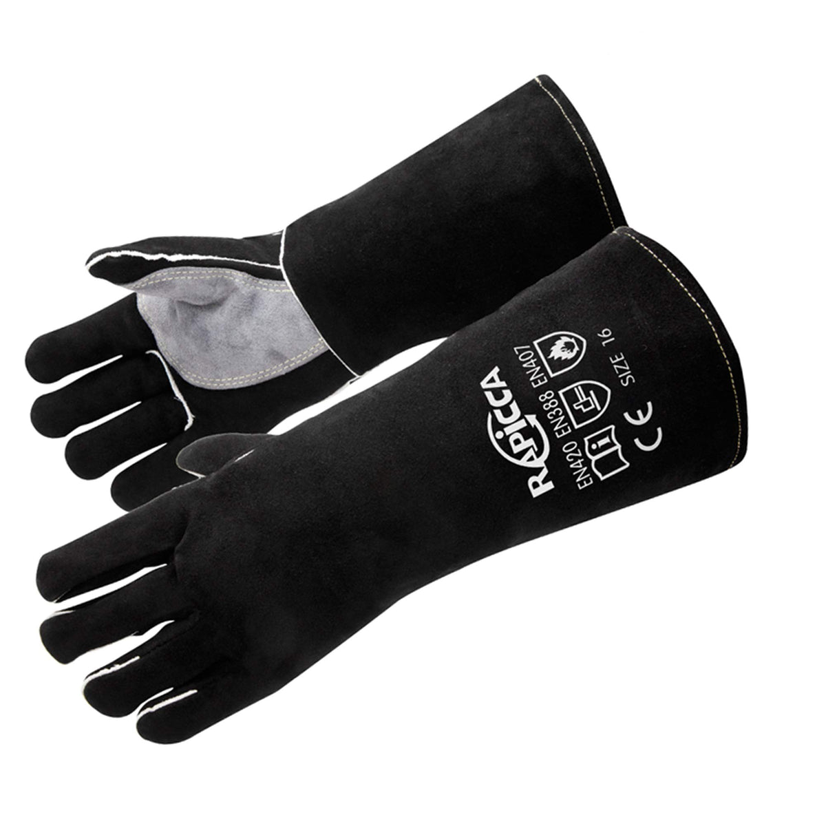 RAPICCA Welding Gloves for Men, 932°F Fireproof Leather, 16 in Blue