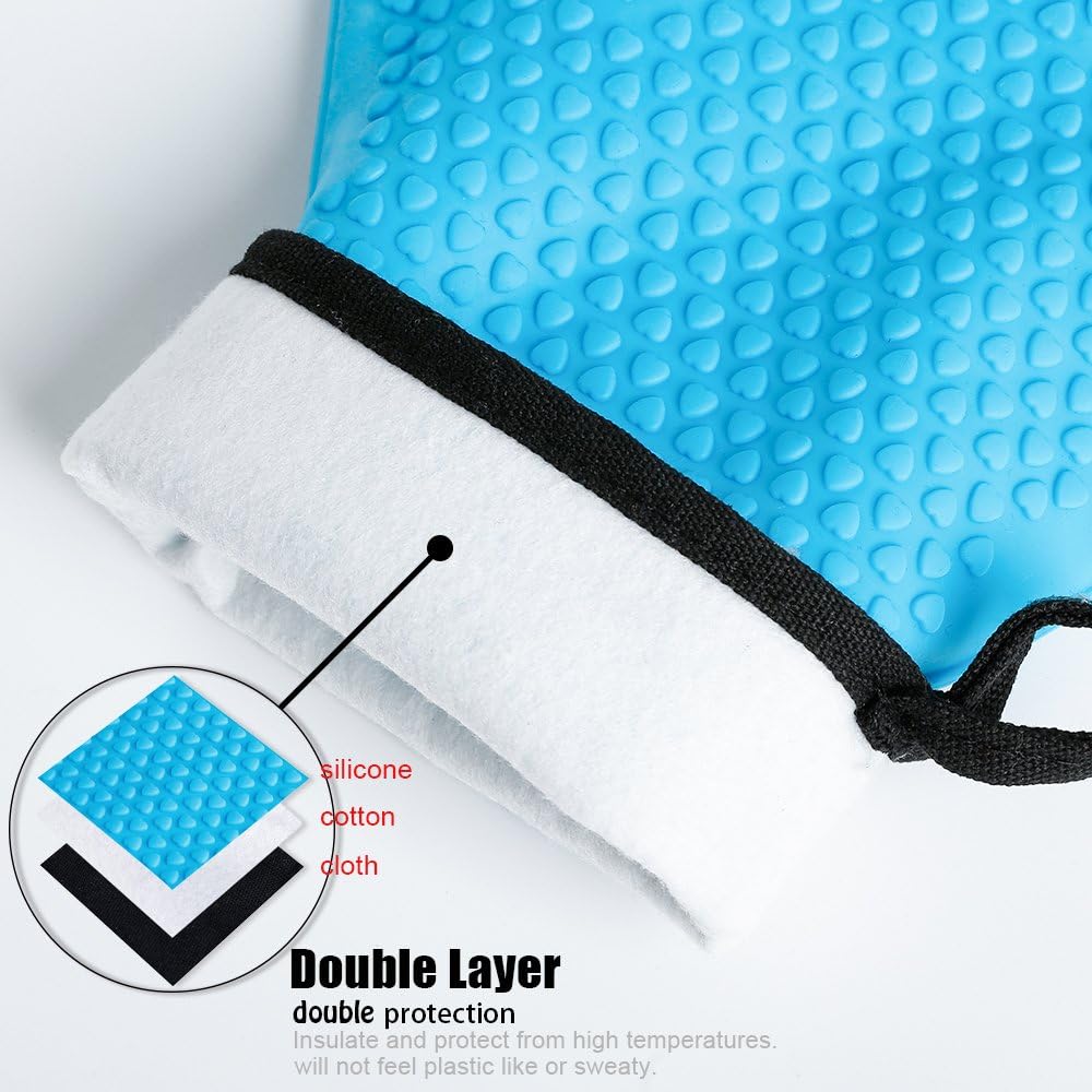Silicone Oven Mitts Gloves - Heat Resistant, Non-Slip for BBQ, Grilling