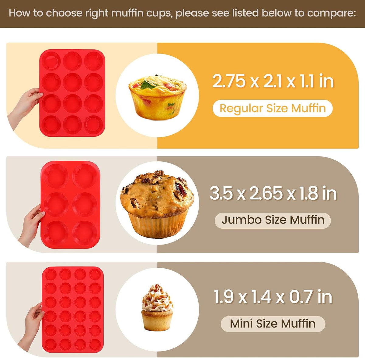 12 Cups Silicone Muffin Pans for Baking Cupcake Pan Nonstick Silicone Molds