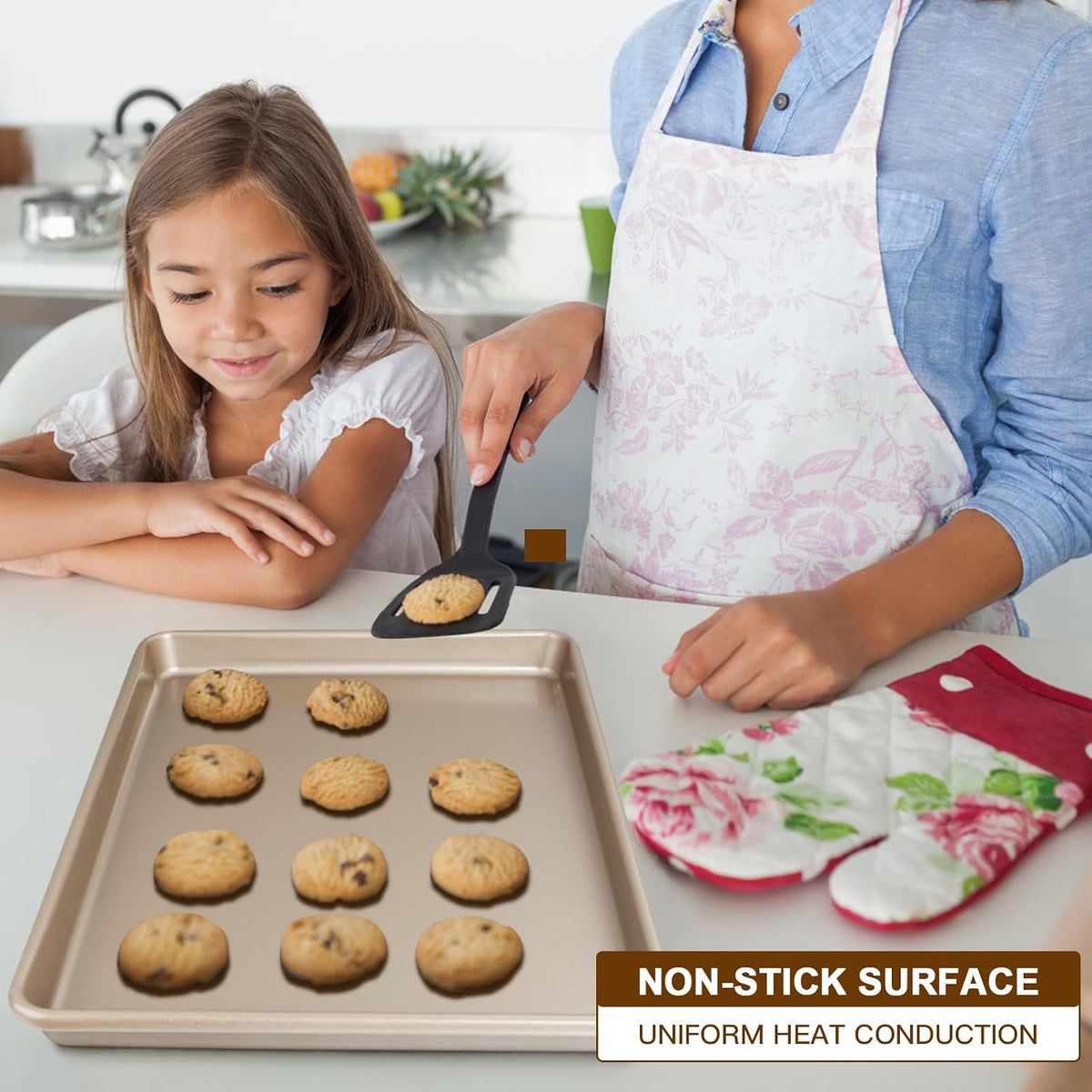 Baking Sheet Pan Set of 3, Nonstick Commercial Cookie Sheets for Baking