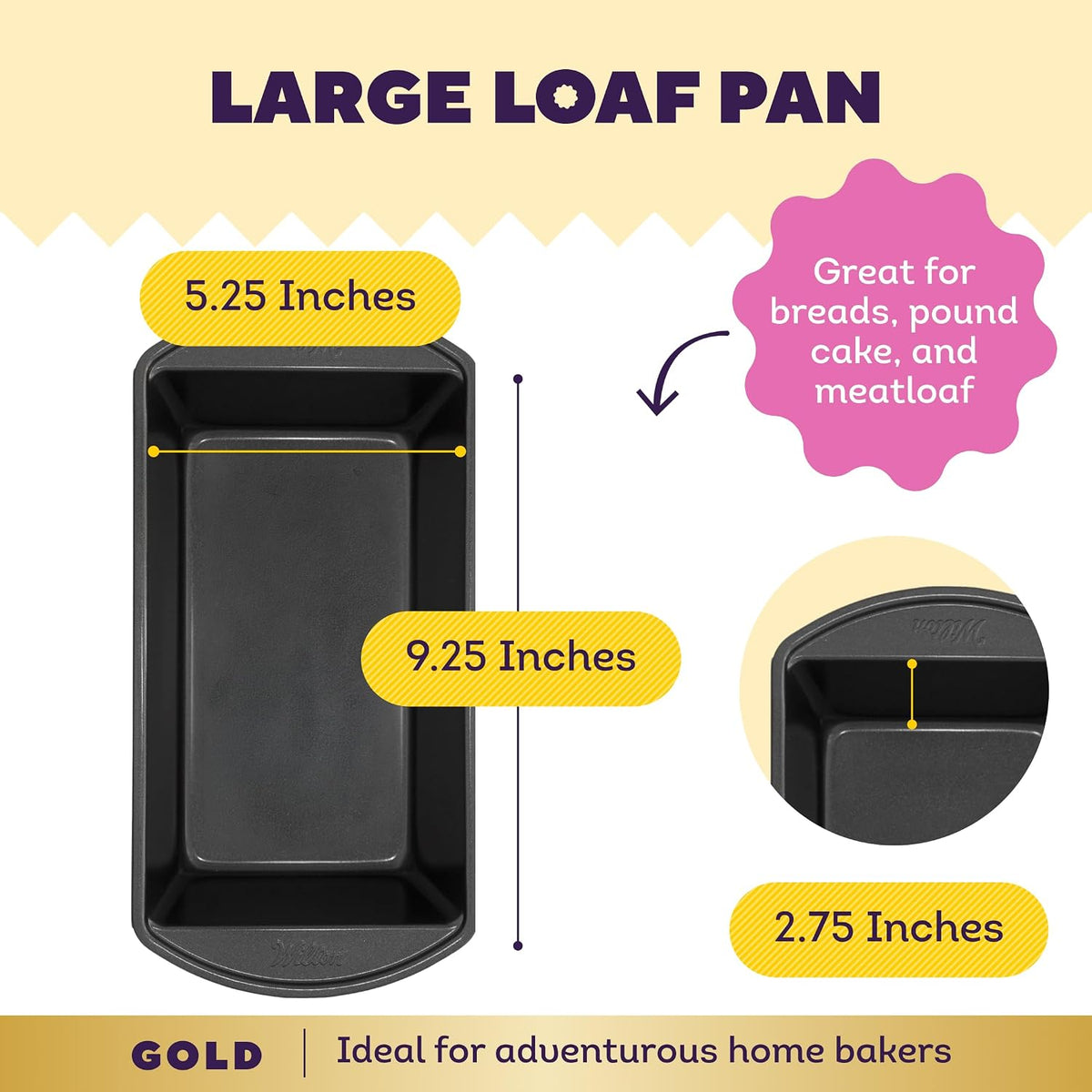 Wilton Gold Non-Stick Loaf Pan, Made Without PFAS, 9 x 5 in.