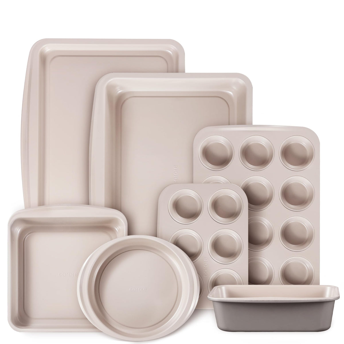 CAROTE 7-Piece Baking Pans Set, Nonstick Bakeware Sets, Gray & Blue
