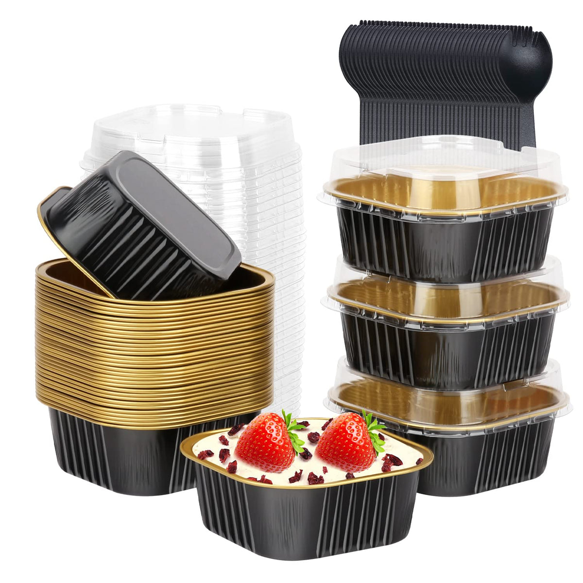 LNYZQUS 10oz Mini Cake Pans with Lids, Small Cinnamon Roll Containers