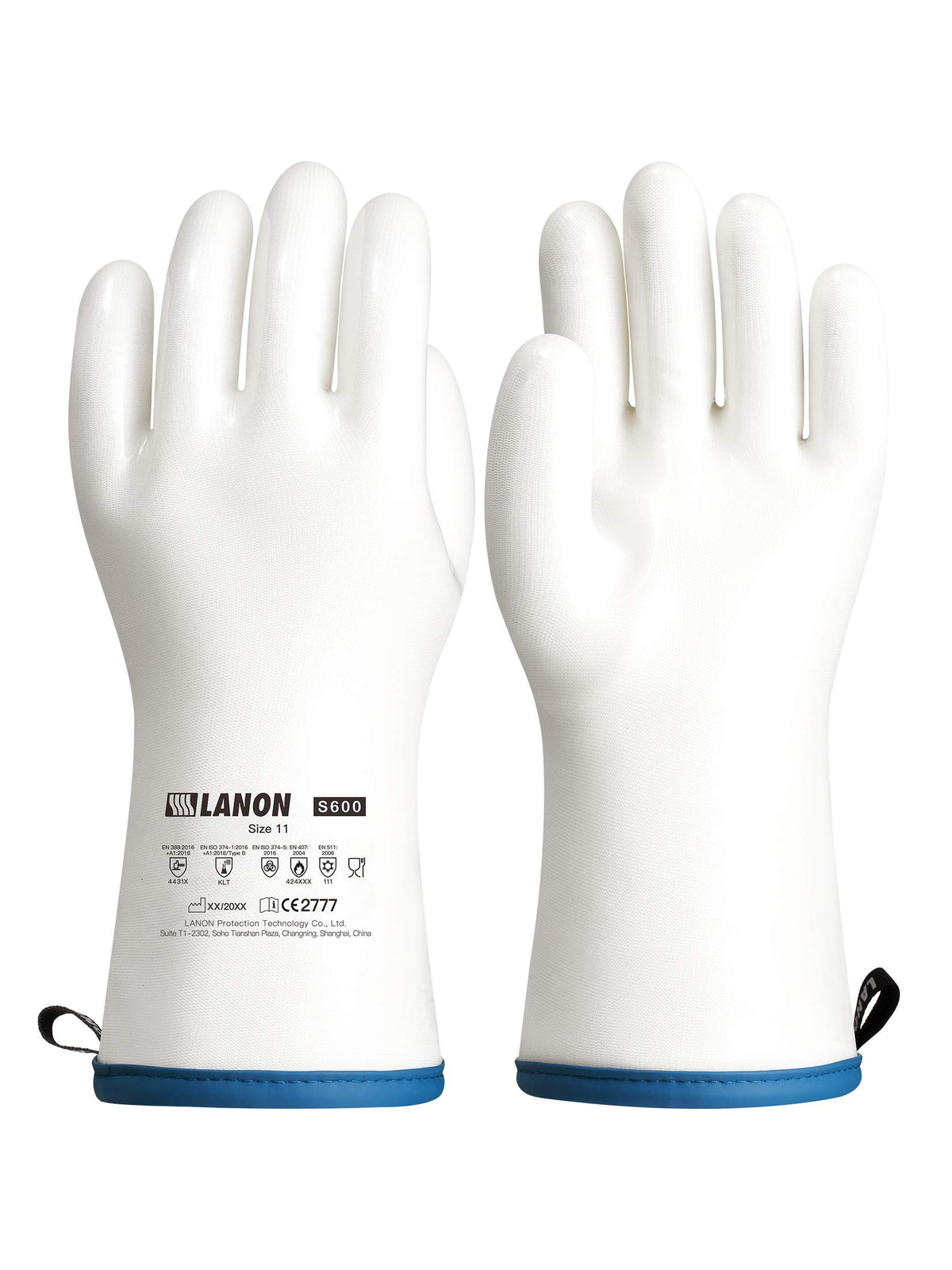 LANON 15" Liquid Silicone Oven Mitts,Heat Resistant,CoralAir Liner,White,L