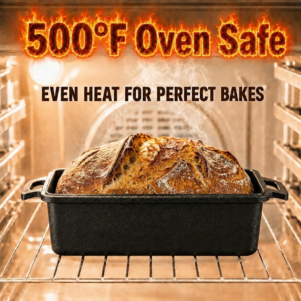 Northriver Casting 9×5 Inch Cast Iron Loaf Pan with Lid | Bread Baking Pan | Even Heat Distribution for Homemade Bread, Cake, and Meatloaf | 2 Piece Set