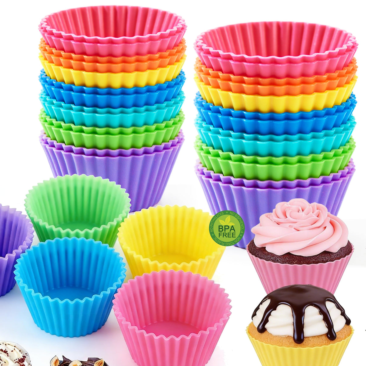 3 Pcs Round Chocolate Cookie Molds Set,12-Cavity Silicone Mold with 30 Clear Treat Boxes, Round Baking Mold for Candy, Mini Cake, Individually Wrapped Cakesicle Party Favor Packaging