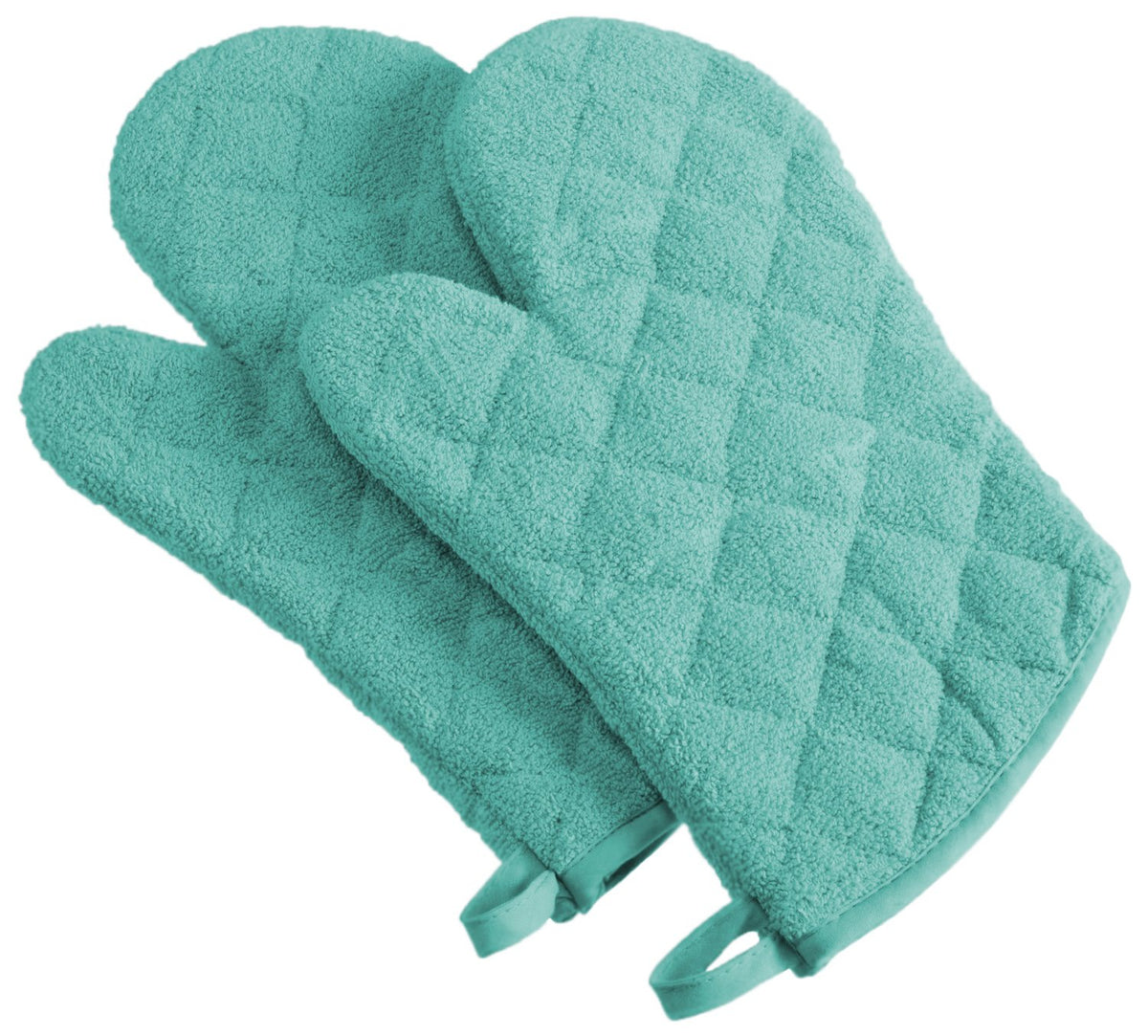 DII Basic Terry Collection 100% Cotton Quilted, Oven Mitt, Nautical Blue, 2 Piece