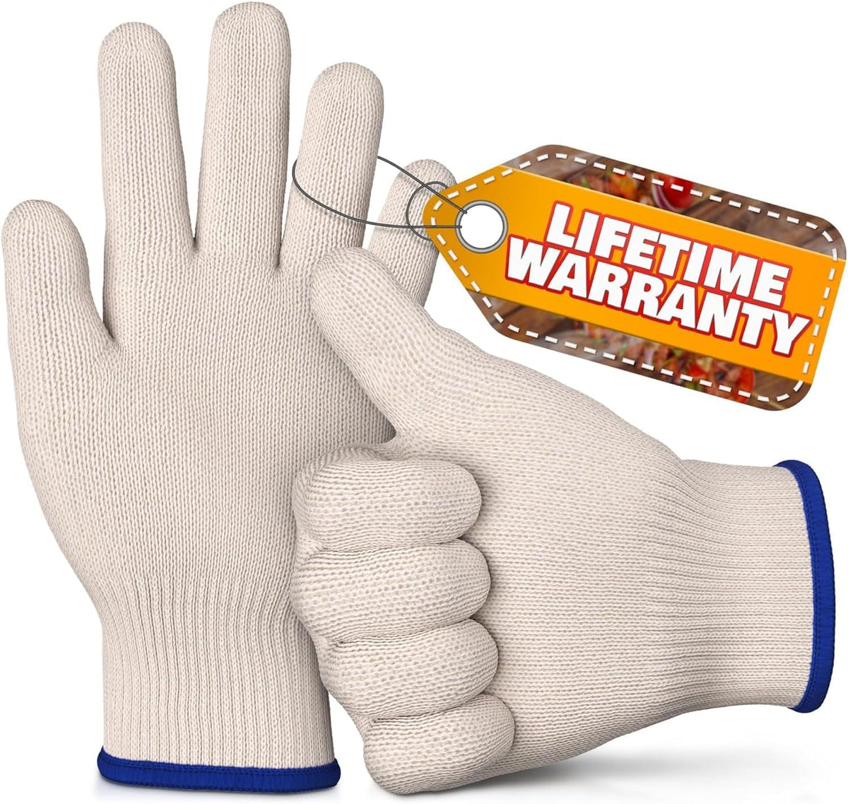Heat-Resistant Cooking Gloves for Indoor and Outdoor Use - Gloves for Cooking, Baking, Pot-Holding, Smoker Grill Handling, and So On – Kitchen Gloves with 896 Degree Resistance, White, 10215