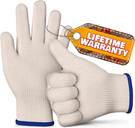 Heat-Resistant Cooking Gloves for Indoor and Outdoor Use - Gloves for Cooking, Baking, Pot-Holding, Smoker Grill Handling, and So On – Kitchen Gloves with 896 Degree Resistance, White, 10215