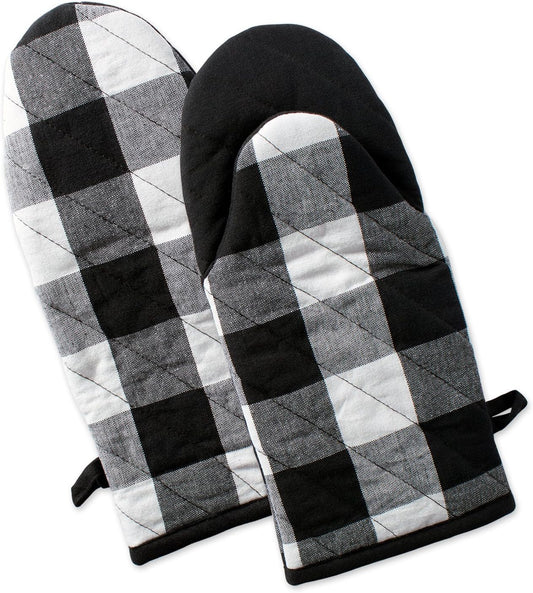 DII Buffalo Check Kitchen Collection, Classic Farmhouse Kitchen Set, Oven Mitt, Black & White, 2 Piece