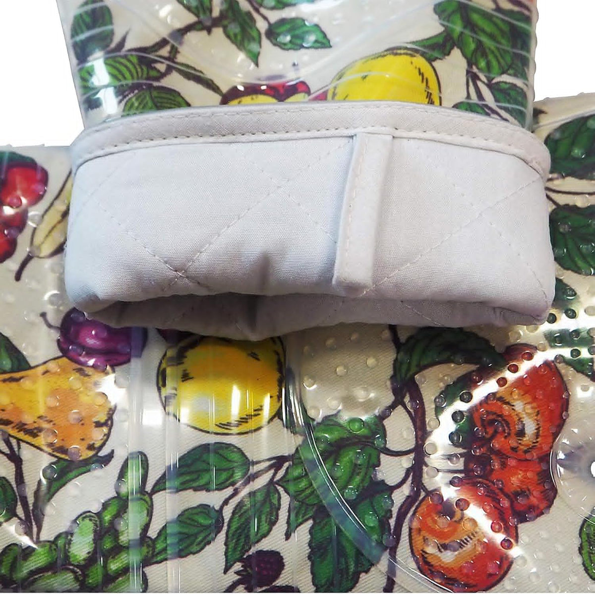 Oven Mitts with Transparent Clear Silicone Shell and Nice Friut Flower Printing