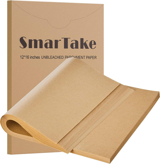 SMARTAKE 200 Pcs Parchment Paper Baking Sheets, 12x16 Inches, Non-Stick